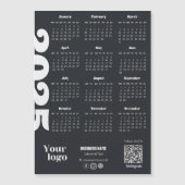 2025 Jaarkalender Zwart En Wit Zakelijk Magnetische Uitnodiging (Voorkant)