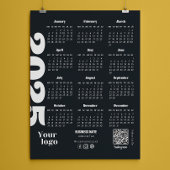 2025 Jaarkalender Zwart En Wit Zakelijk Magnetische Uitnodiging