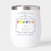 2025 juicht moderne retro vakantie gelukkig nieuwj (Achterkant)