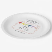 2025 juicht moderne retro vakantie gelukkig nieuwj papieren bordje (Gekanteld)