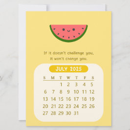 2025 Juli Maandelijkse Kawaii Motiverende Kalender Kaart