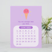 2025 Juni Maandelijkse Kawaii Motivatie Kalender Kaart (Staand voorkant)