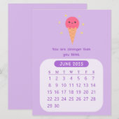 2025 Juni Maandelijkse Kawaii Motivatie Kalender Kaart (Voorkant / Achterkant)