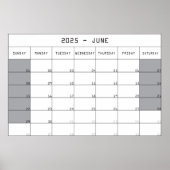 2025 juni planer kalender grote notities ruimte poster (Voorkant)