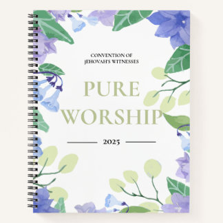 2025 JW conventie pure aanbidding blauw floraal on Notitieboek
