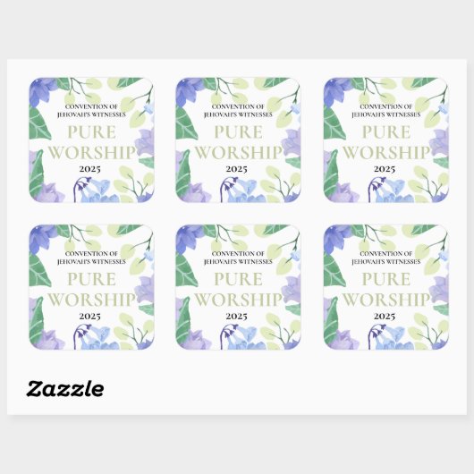 2025 JW conventie pure aanbidding blauw floraal on Vierkante Sticker (Vel)
