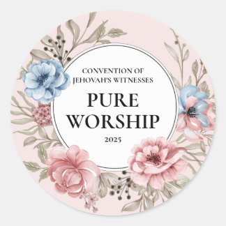 2025 JW conventie pure aanbidding floral design Ronde Sticker