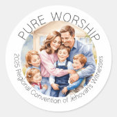 2025 JW Pure Worship Convention Familie Ronde Sticker (Voorkant)