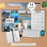 2025 Kalender 14 Foto's Monogram Naam Aangepaste k Bureaumat<br><div class="desc">Creëer uw eigen gepersonaliseerde, aangepaste kleurenfoto- en agendabureaumat met een 2025-jaarkalender (contactontwerper voor de agenda van een ander jaar) en een eenvoudig te uploaden fotocollage-sjabloon met 14 afbeeldingen in verschillende vormen en maten, zowel horizontaal als verticaal om een breed scala aan fotoonderwerpen te herbergen. Personaliseer met een monogram en/of familienaam,...</div>