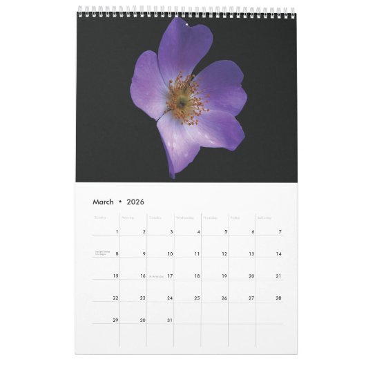 2025 Kalender 2025 Violette Bloemen (Mar 2026)