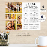 2025 Kalender 6 Fotocollage Gepersonaliseerd Poste Poster<br><div class="desc">Creëer uw eigen gepersonaliseerde, aangepaste kleurenfotokalender poster met een 2025 jaar-op-een-blik agenda en een eenvoudig te uploaden foto collage sjabloon met 6 afbeeldingen in verschillende vormen en maten, zowel horizontaal als verticaal om een breed scala aan foto onderwerpen tegemoet te komen. Personaliseer met een familienaam, individuele naam, monogram of andere...</div>