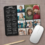 2025 Kalender - 9 fotocollage - zwart Muismat<br><div class="desc">Een kalender voor 2025 met plaats voor 9 foto's. U kunt een naam,  monogram of andere aangepaste tekst toevoegen. De kalender is overzichtelijk en gemakkelijk te lezen. U kunt de achtergrondkleur wijzigen als u op de link Aanpassen klikt en naar het gebied Geavanceerd ontwerp gaat.</div>