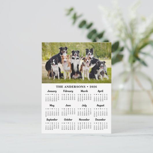2025 Kalender Aangepaste Foto Huisdier Puppy Hond  Feestdagenkaart (Staand voorkant)