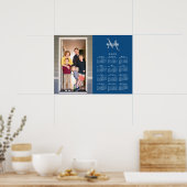 2025 Kalender Aangepaste Foto Monogram Naam Blauw Poster (Keuken)