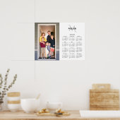 2025 Kalender Aangepaste Foto Monogram Naam op Wit Poster (Keuken)