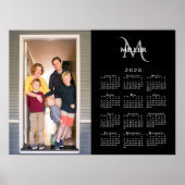 2025 Kalender Aangepaste Foto Monogram Naam Zwart Poster (Voorkant)