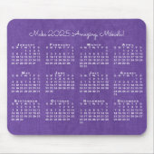 2025 Kalender Aangepaste Naam Paarse Linnen Foto Muismat (Voorkant)
