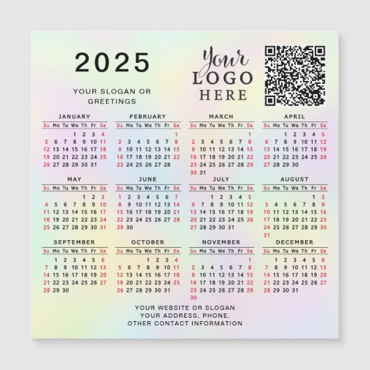 2025 kalender aangepaste QR code bedrijf Logo past (Voorkant)