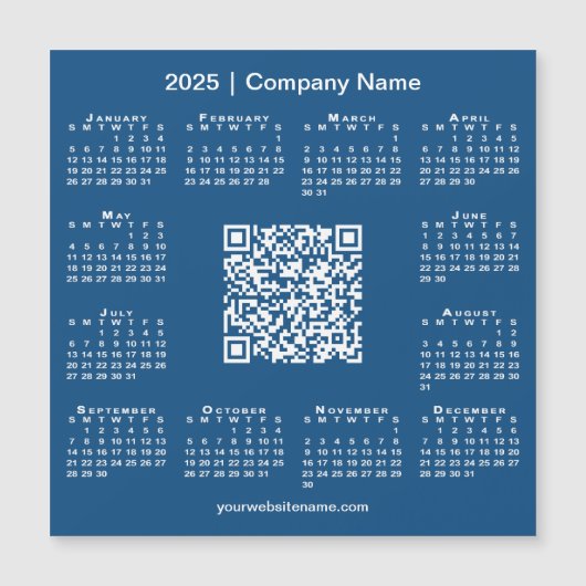2025 Kalender Aangepaste Zakelijke QR-code Blauwe  (Voorkant)