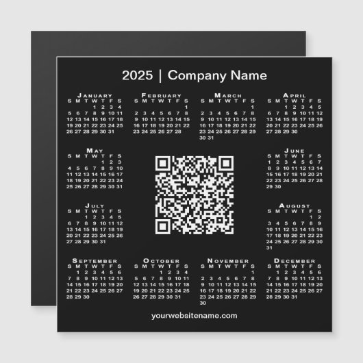 2025 Kalender Aangepaste Zakelijke QR-code Zwarte  (Voorkant / Achterkant)
