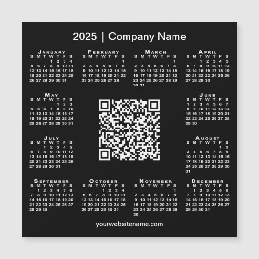 2025 Kalender Aangepaste Zakelijke QR-code Zwarte (Voorkant)