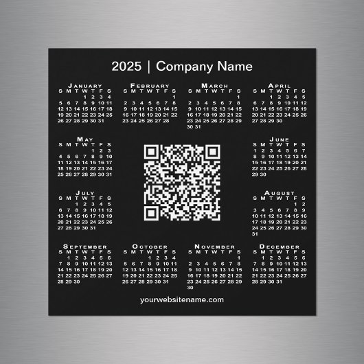 2025 Kalender Aangepaste Zakelijke QR-code Zwarte
