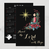 2025 Kalender Advent Wacht op de Heer Kerstmis Feestdagenkaart (Voorkant / Achterkant)