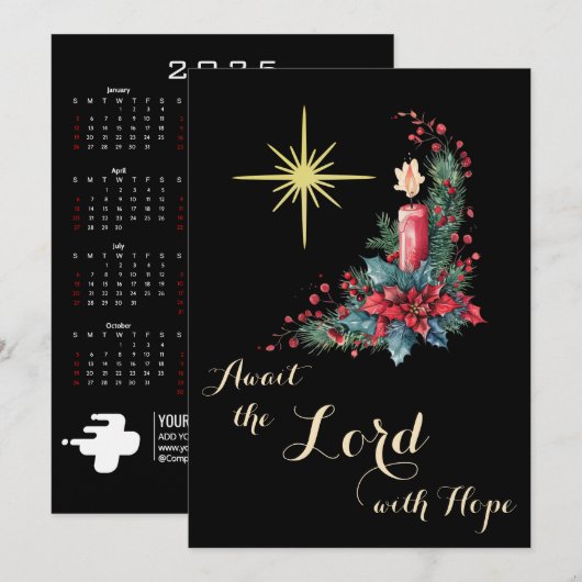 2025 Kalender Advent Wacht op de Heer Kerstmis Feestdagenkaart (Voorkant / Achterkant)