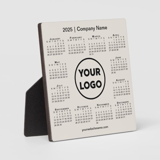 2025 Kalender Bedrijf Logo Beige Business Fotoplaat (Voorkant)