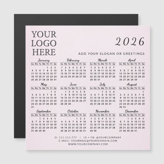 2025 Kalender Bedrijf Logo Business Blush Roze (Voorkant / Achterkant)