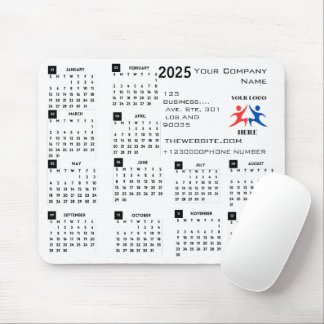 2025 Kalender Bedrijf Logo en Tekst Muismat