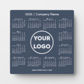 2025 Kalender Bedrijf Logo Navy Blue Business Fotoplaat (Voorkant)