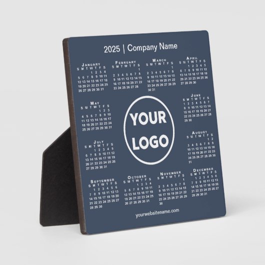 2025 Kalender Bedrijf Logo Navy Blue Business Fotoplaat (Voorkant)
