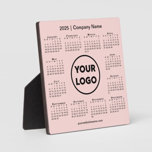 2025 Kalender Bedrijf Logo Pink Business Fotoplaat (Voorkant)