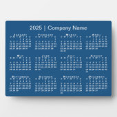 2025 Kalender Bedrijfsnaam Blue Desktop Fotoplaat (voorkant)
