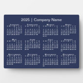 2025 Kalender Bedrijfsnaam Navy Blue Desktop Fotoplaat (voorkant)