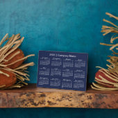 2025 Kalender Bedrijfsnaam Navy Blue Desktop Fotoplaat (Zijkant)