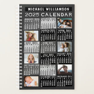 2025 Kalender Black Mod 12 Photo Collage Naam SM Planner