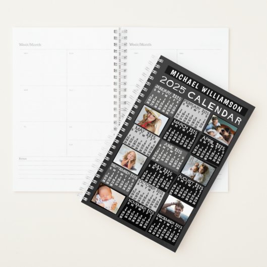 2025 Kalender Black Mod 12 Photo Collage Naam SM Planner (Display)