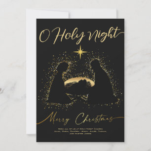 2025 Kalender Black Nativity Manger O Holy Script Feestdagenkaart
