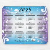 2025 Kalender Blauw en Paarse - Jaar Muismat (Voorkant)