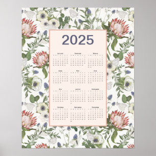 2025 Kalender Bloemen Vlinders Poster