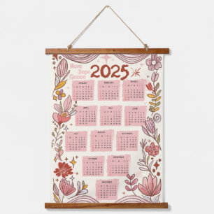 2025 Kalender Bloemenliefde, Hoop, Vrede Hangend Wandkleed