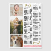 2025 Kalender Blush Roze Goud Aangepaste Familie F Magnetische Uitnodiging (Voorkant)