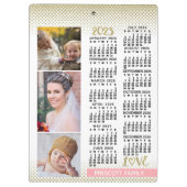 2025 Kalender Blush Roze Goud Familie Fotocollage Klembord (Achterkant)