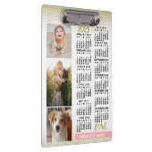 2025 Kalender Blush Roze Goud Familie Fotocollage Klembord (Rechts)