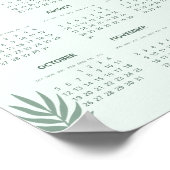 2025 Kalender Boho Bloem Aesthetic Mintgroen Poster (Hoek)