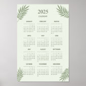 2025 Kalender Boho Bloemrijke Esthetiek Saliegroen Poster (Voorkant)