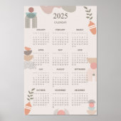 2025 Kalender Boho Midden Eeuw Abstract Minimalist Poster (Voorkant)