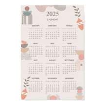 2025 Kalender Boho Midden Eeuw Abstract Minimalist